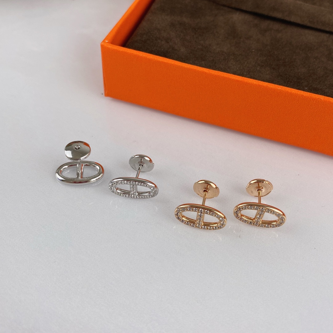 hermès fully Di*m*nd-encrusted  h stud earrings