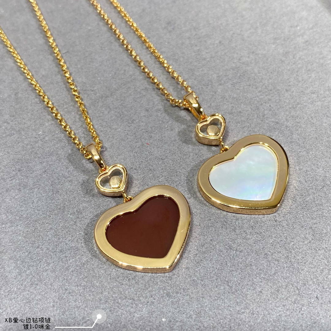 chopard heart-shaped edge Di*m*nd mother-of-pearl necklace