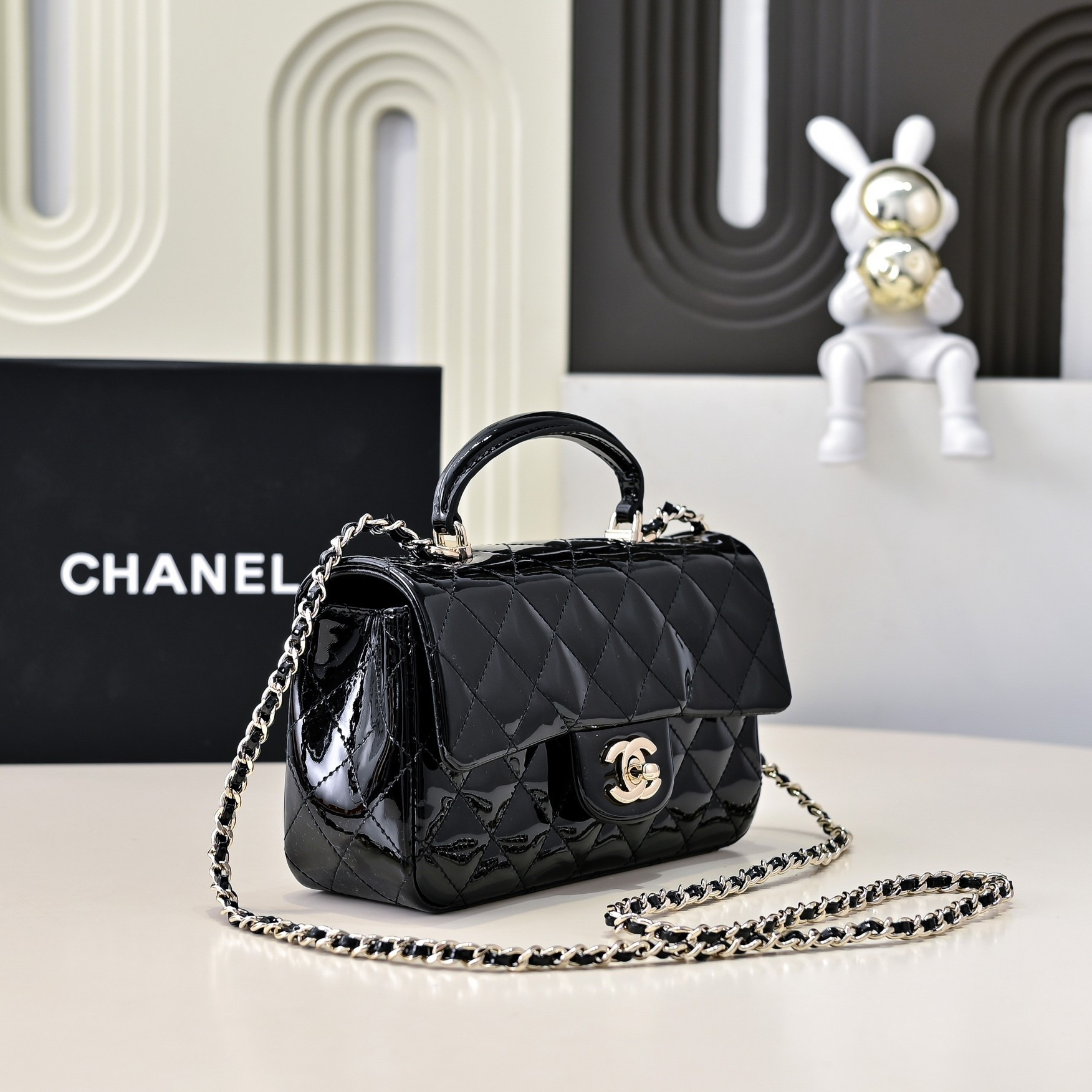 Ch*el mini classic handbag with top handle 20x12x6cm
